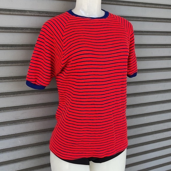 Creslan Casual Red Blue Strip Sweater Top Size XL - Picture 3 of 8